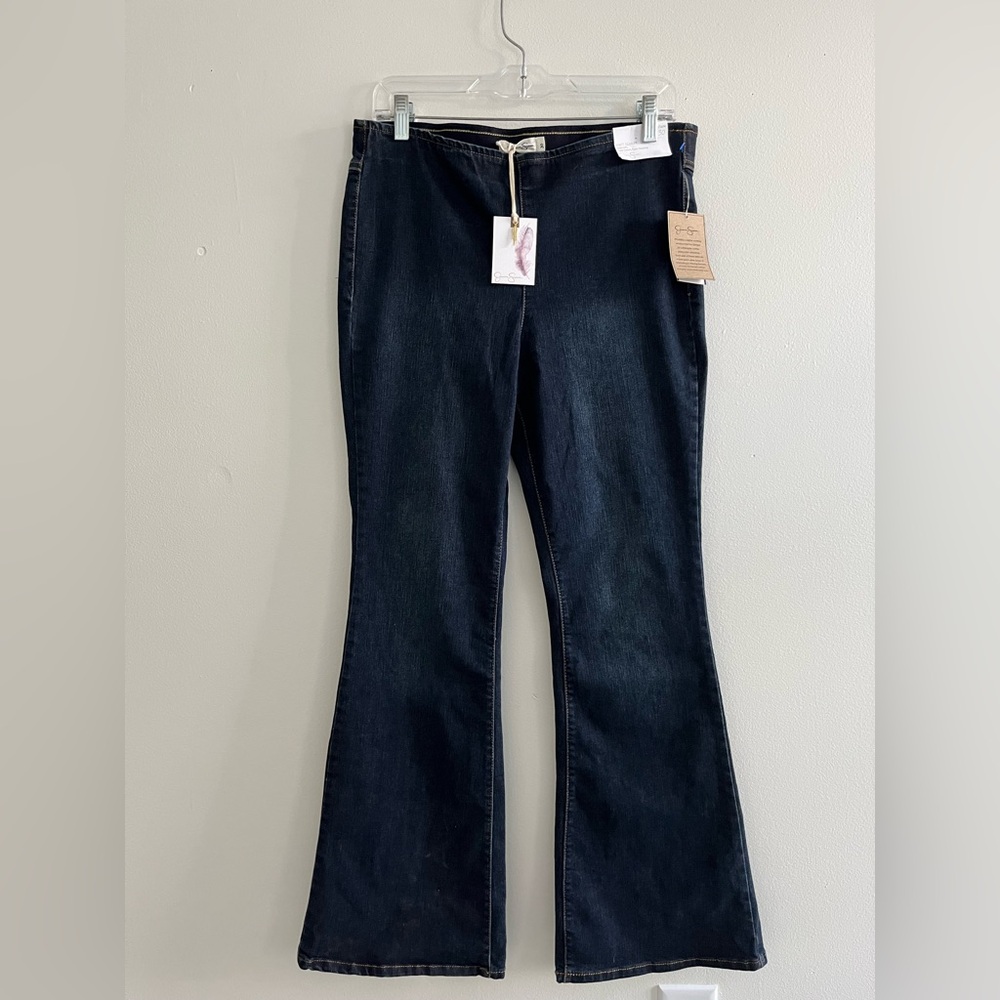 Jessica Simpson Pull-On Flare Jeans Women size 30 Dark Blue High Rise Denim